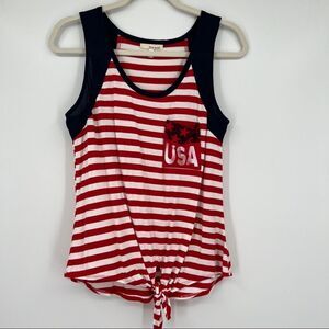 Top shirt blouse tank red white blue USA Fourth of July spring summer medium
